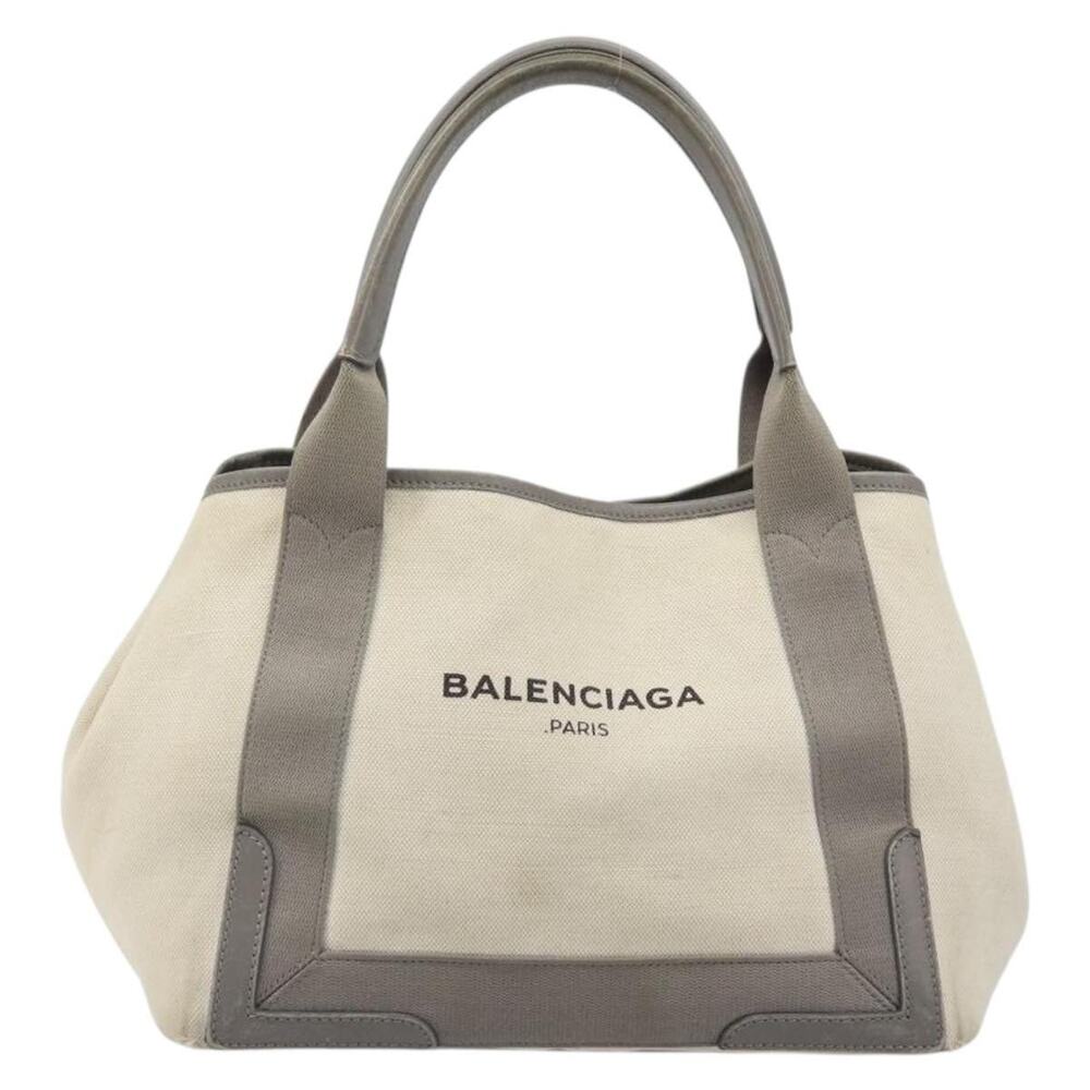 Balenciaga Canvas Navy Cabas S Tote White